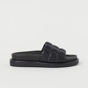 NWT - H&M Black Quilted Pool Slides, Size 8.5